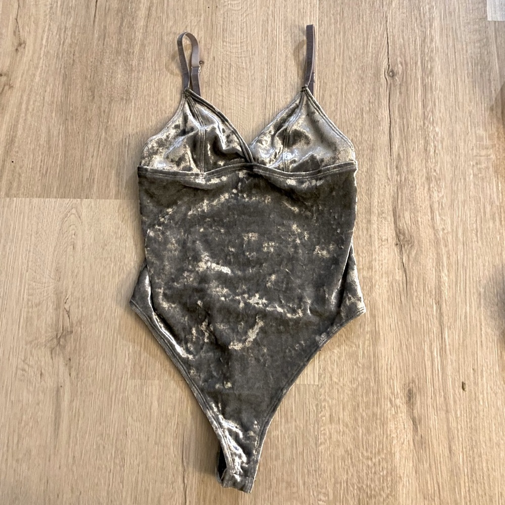 Forever 21 Gray Suede Bodysuit
